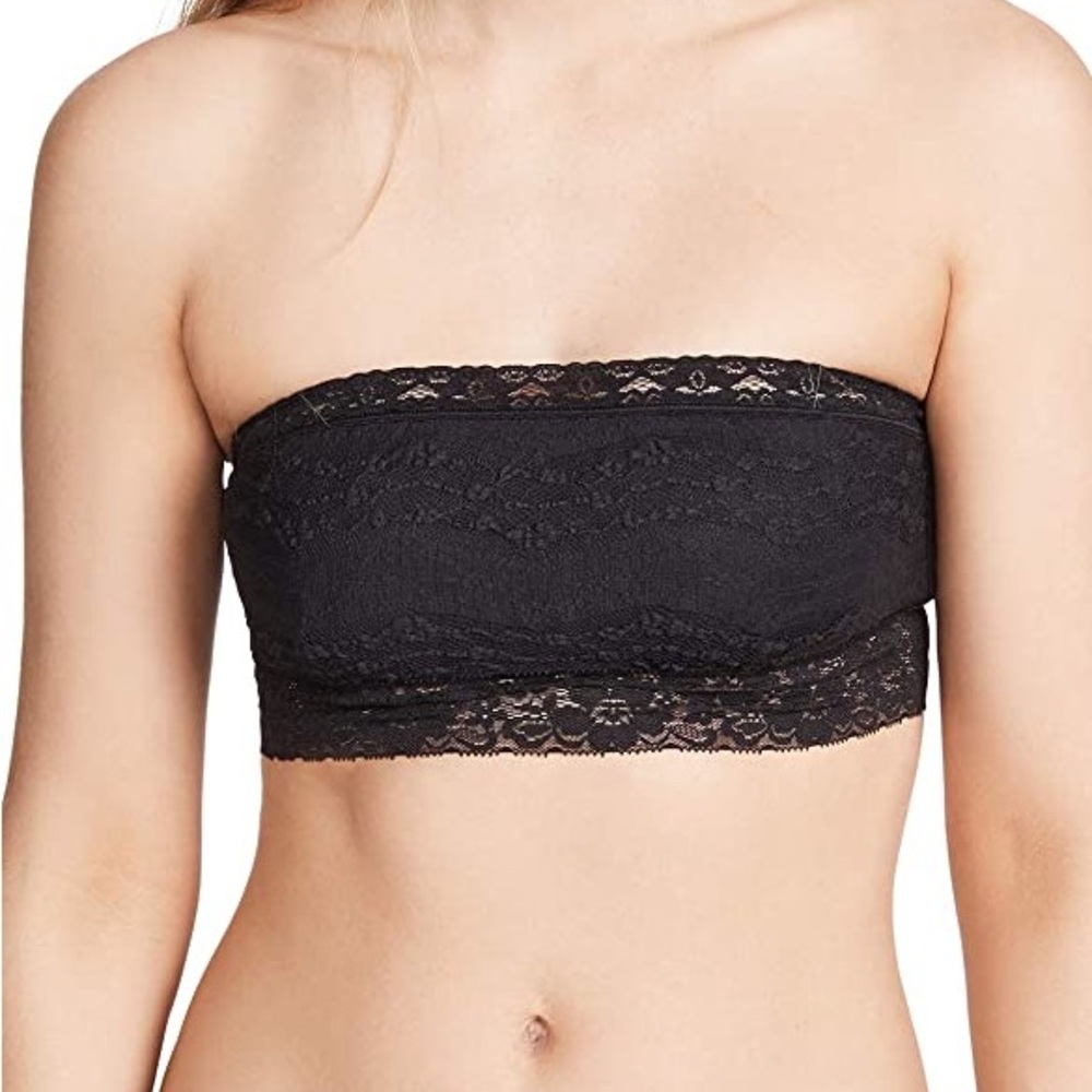 Free People Intimately Strapless Lace Black Bandeau Bralette Sz S